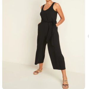 Old Navy Jersey Sleeveless Tie-Belt Jumpsuit  - Black